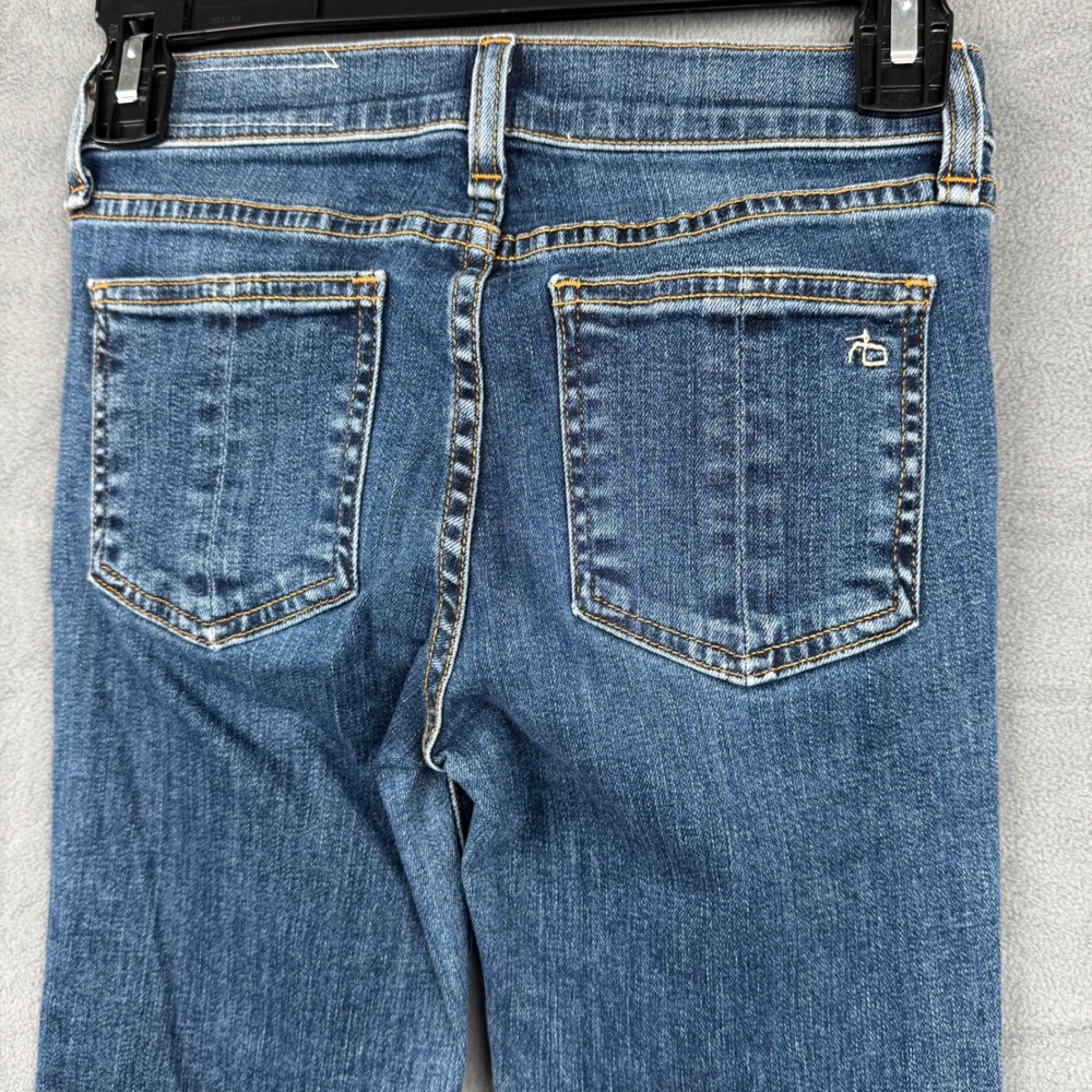 Rag & Bone Straight Leg Jeans Women's Size 23 Dark Wash Distressed Hem - Picture 9 of 9